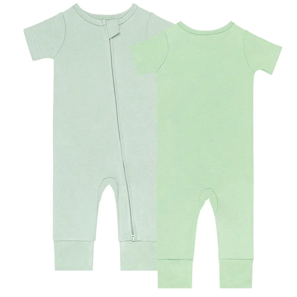 GUISBY Baby Grey Footless Short Sleeve Pajamas Zipper Cotton Sleepwear 12-18M